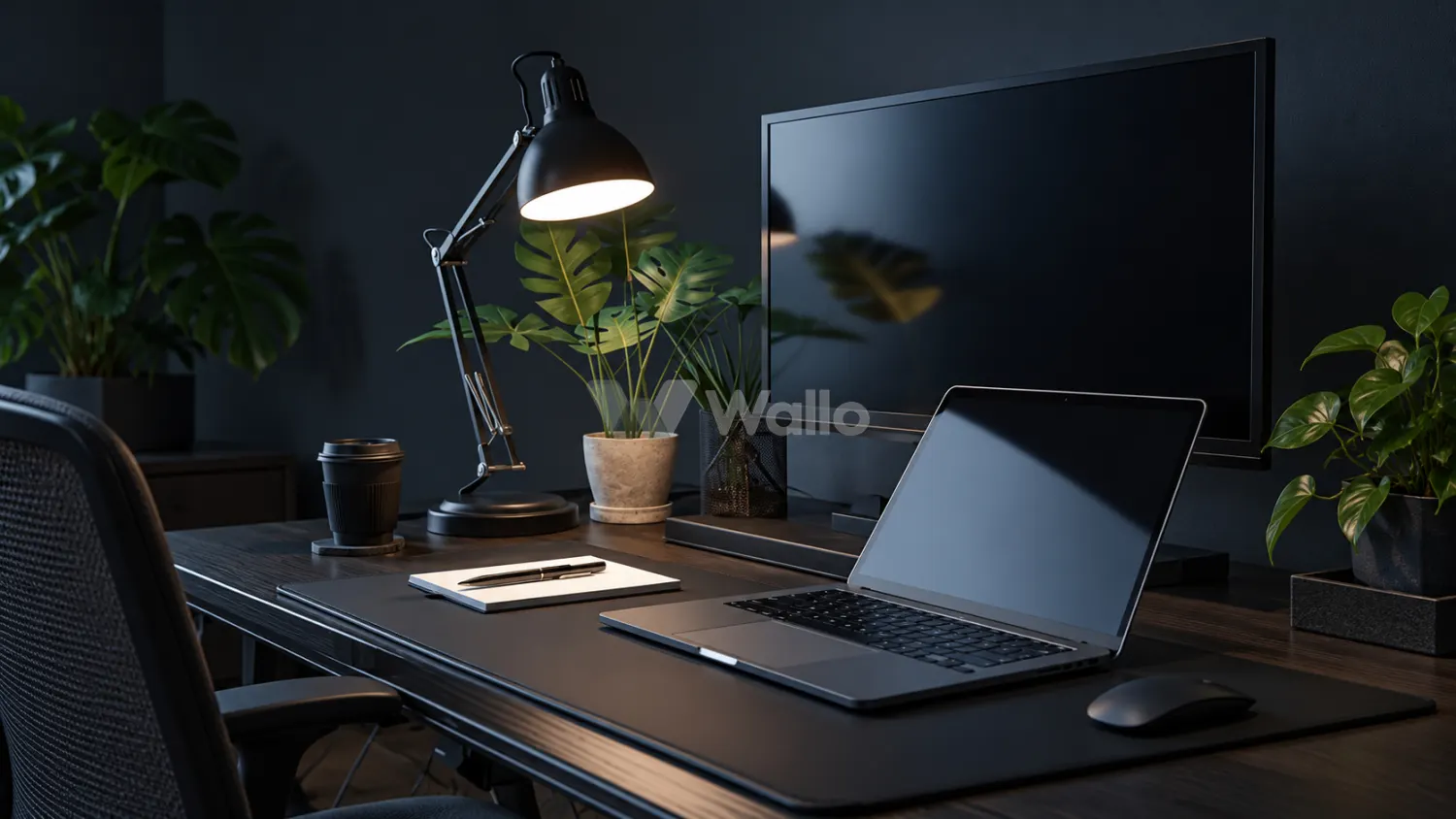 Dark Matte Technology Deskscape